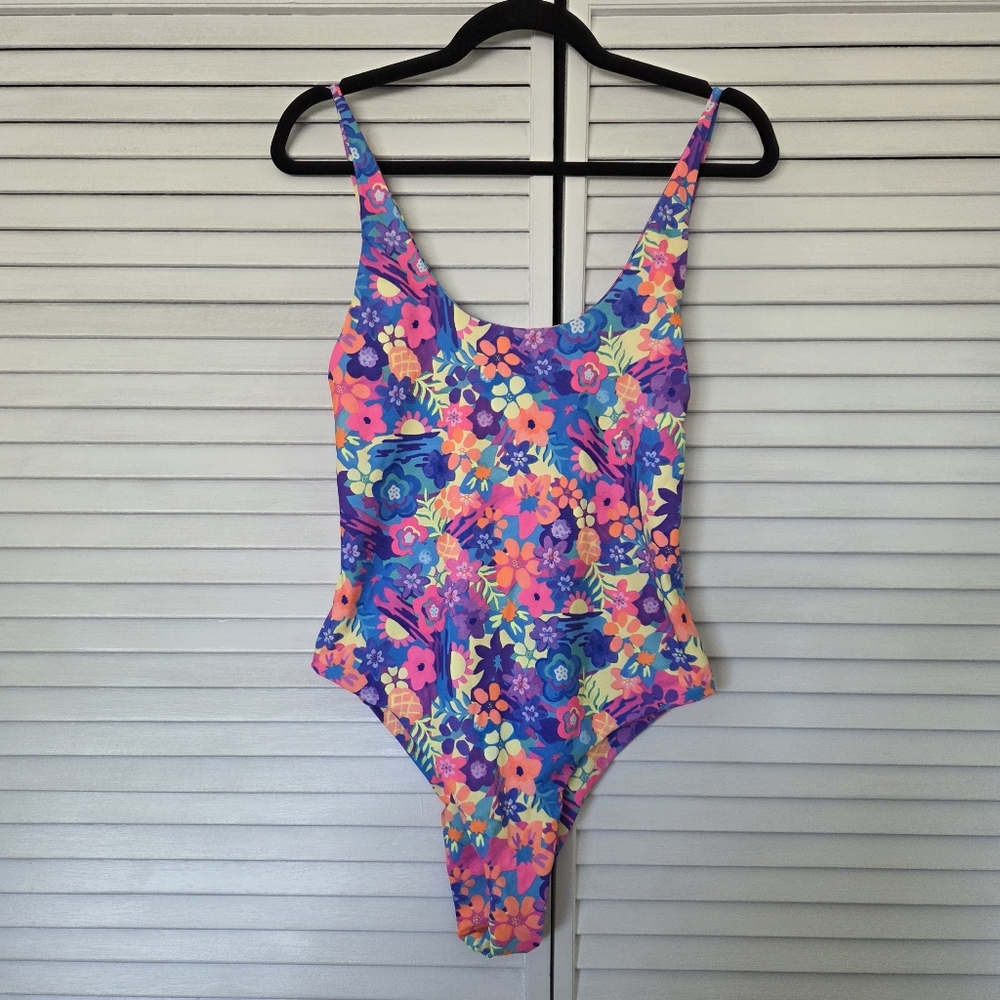 Kulani Kinis Pink and Blue One Piece Swimsuit Floral